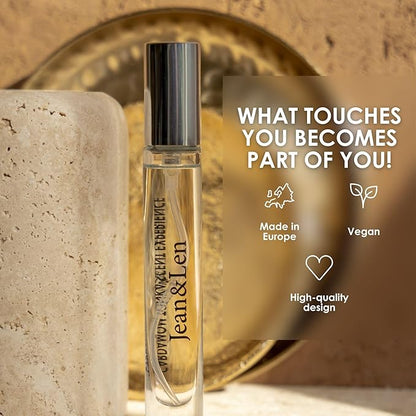 Jean & Len Scent Experience Cardamom & Tonka, Eau de Toilette with cardamom & tonka fragrance, practical mini perfume, ideal for on the go, minimalistic glass bottle, 0.34 Fl. Oz.