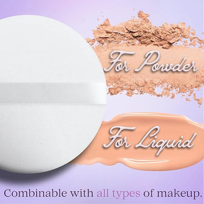 NextClimb Extra Large 4.5” White 100% Cotton Powder Puff for Makeup, Round, Comfortable to Hold