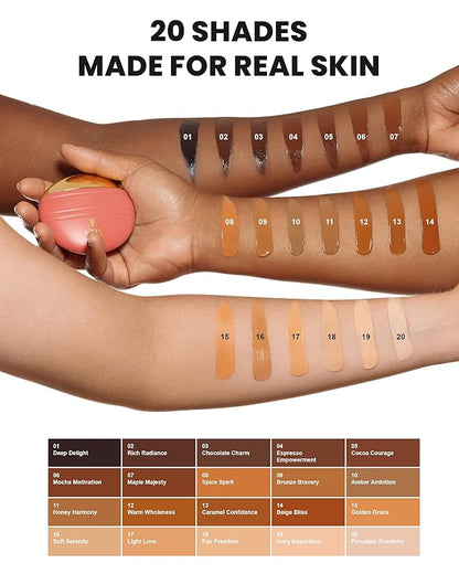 Konfident Glow Skin Tint – Spice Spirit Hydrating Oil-Free Glass-Skin Foundation, Buildable Light-to-Medium Coverage, 30 ml – Inclusive Clean Makeup for Radiant Confidence