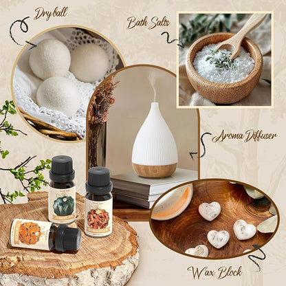 Woody Essential Oils Set, Fragrance Oil Set for Diffuser, Scent Diffuser Oil for Candle Making- Sandalwood, Cedar, Bamboo, Teak, Vetiver, Forest Pine