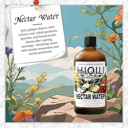 HIQILI Nectar Water Fragrance Oil for Diffuser, Jasmine & Osmanthus Scents, Candle, Soap, Perfume Making, White Floral Long Lasting Aroma - 5.07 Fl Oz