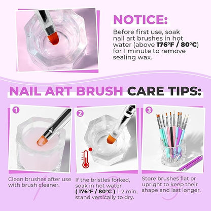 UNA GELLA Nail Art Pens 6PCS Purple Color Double-ended Acrylic Nail Brush Set Nail Dotting Tools Nail Art Design Brushes for Gel Polish, Liner, Drawing, Dotting and Detailing French Tip Tool