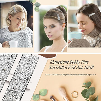 Rhinestone and Crystal Hair Clips 2-Pack, Sparkly Barrettes & Elegant Bling Accessories for Women & Girls(Set14)
