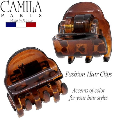 Camila Paris CP3289 French Hair Clip for Women, Set of 2 Small Tortoise Shell Girls Hair Claw Clips Fashion Durable Hair Accessories for Women, Ladies Strong Hold No Slip Grip Clamp, Made in France