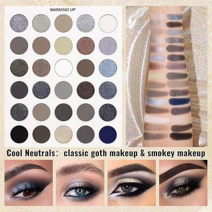 UCANBE Eyeshadow Makeup Palette 86 Colors, Matte Black Grey Silver Smokey Goth Eye Shadows+Chunky Pressed Glitters+Bright Colorful Neon Shades+Rosy Rusty Neutrals for Every Day & Halloween Make Up
