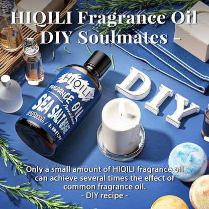 HIQILI Sea Salt Sage Fragrance Oil 100ml for Diffuser Car Freshies, Clean Fresh Scent for Candle Making Soap Laundry 3.38 Fl Oz