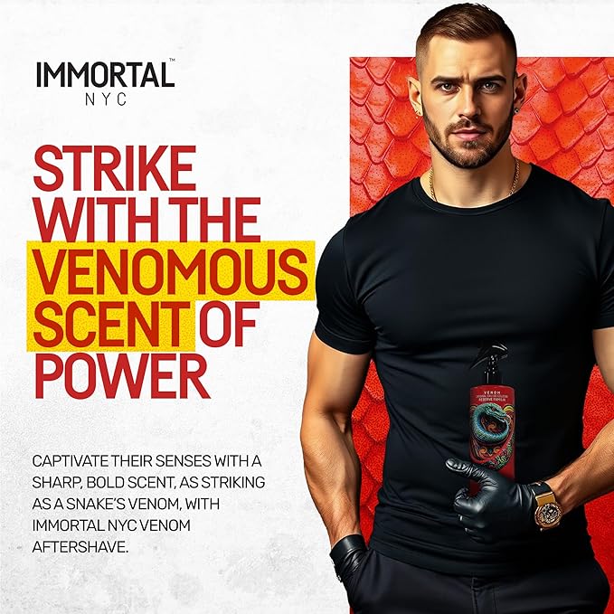 Immortal NYC Reserve Venom After Shave For Men Body/Face, 17 oz- Moisturizing and Refreshing Fruity Floral Men's Cologne