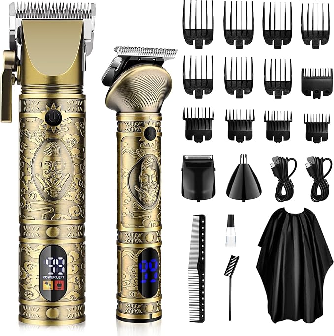 GSKY Hair Clippers for Men Professional, Cordless Clippers for Hair Cutting, Mens Hair Clippers and Trimmer Kit for Barber with LED Display