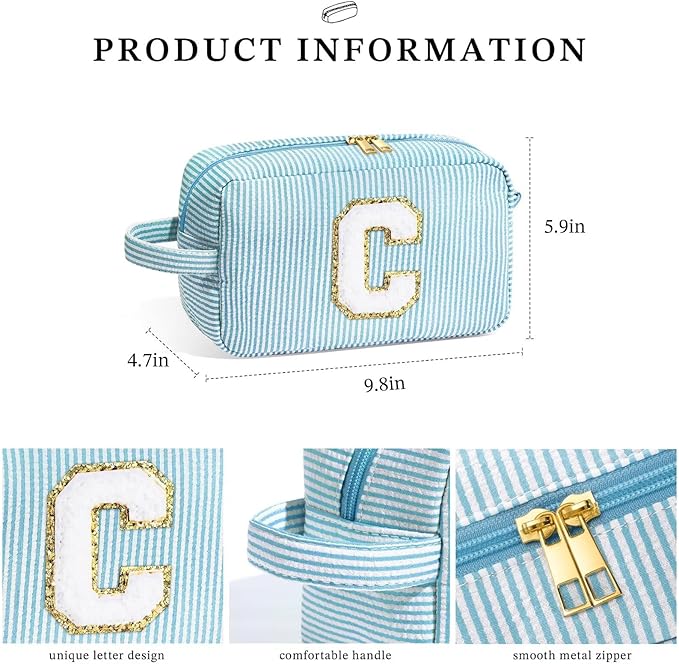 YOOLIFE Gifts for Sister - Sister Gifts, Sisters Gifts from Sister, Sister In Law Gifts, Birthday Gifts for Sister, Personalized Gifts Idea for Women Her, Travel Initial Blue Makeup Bags for Women D