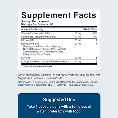 ACTIVATEDYOU Essential Skin Food, Advanced Skincare Collagen Elastin Support Supplement for Aging Skin, Helps Improve Appearance of Face Texture, Sagging w/Dermaval, Vitamin C, Lysine (30 Capsules)