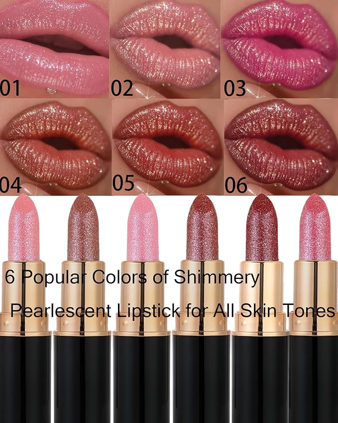 Metallic Glitter Lipstick Matte Long Lasting Nude Pink Lip Gloss for Women,Shimmer Diamond Sparkling Shiny Lip Stick Waterproof Lipgloss Lipstick,High Pigmented Tinted Red Lipstain Lipcolor Makeup-01