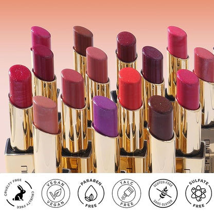 Hot Pink Lipstick Moisturizing for Women Shimmer Tinted Lip Balm Hydrating Nourishing Lip Gloss Vegan& Cruelty Free Lip Makeup, ZG110 In Love