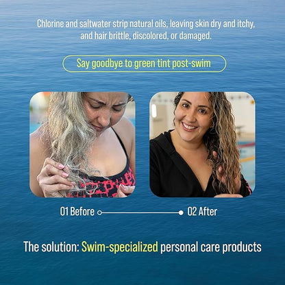TRIHARD Chlorine Removal Swim Shampoo, Cleanse and Hydrate Hair from Pool and Ocean, Post Swim Chlorine and Hard Water Hair Protection (Pack of 2)