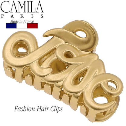 Camila Paris CP3286 French Hair Clip for Women, 2 inch Girls Hair Claw Clips Jaw Gold Fashion Durable and Styling Hair Accessories for Women, Strong Hold No Slip Grip, Made in France