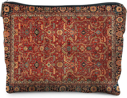 Vintage Boho Tribal Makeup Bag, Traditional Red Rug Style Makeup Bag, Vintage Retro Ethnic Pattern Cosmetic Bag Gifts for Women Friends