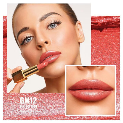 Oulac Lipstick & Lipliner Set 3PCS High Impact Lipcolor with Moisturizing Formula, Vegan Beauty, Full-Coverage Lip Color, Gift Lipstick for Women, LL05+05+GM12