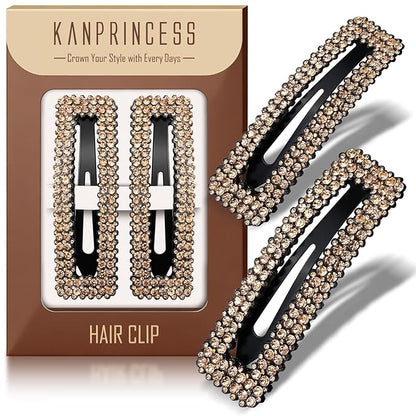 Rhinestone and Crystal Hair Clips 2-Pack, Sparkly Barrettes & Elegant Bling Accessories for Women & Girls(Set8)