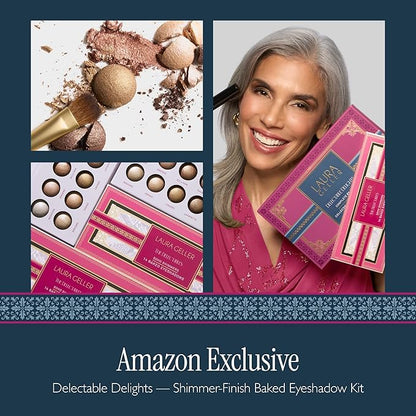 LAURA GELLER NEW YORK Delectable Delights Shimmer-Finish Baked Eyeshadow Kit with Free Mascara Included | Long-Lasting Crease-Proof Baked Eyeshadows for Mature Skin