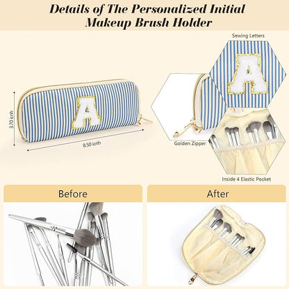 Travel Makeup Bag Christmas Gifts for Women Girl Teens, Personalized Initial Makeup Bag for Cute Teen Girls, Preppy Stuff Toiletry Bag Cosmetic Bag, Teen Girls Gift Trendy Stuff, Letter B