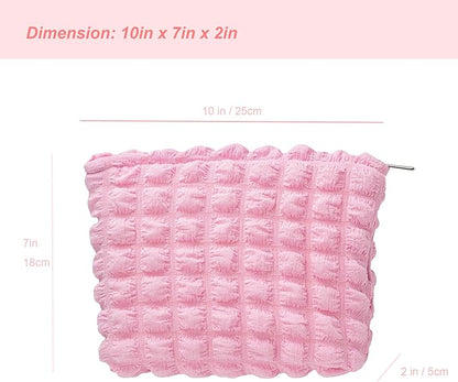 Floral Makeup Bag Large Cotton Zipper Pouch for Purse Travel Canvas Make Up Organizer for Women Cosmetic,Bubble Watermelon Pink