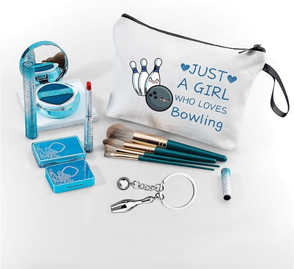 Bowling Party Favors,Bowling Gifts for Women,Makeup Bag With Bowling Keychain,Just A Girl Who Loves Bowling,Bowling Gifts,Graduation Gifts for Her,Bowling Accessories