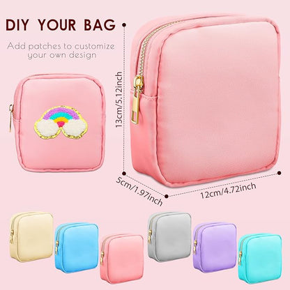 Remerry 6 Pcs Nylon Cosmetic Bag Travel Make up Pouch Toiletry with Zipper Preppy Makeup Bag Waterproof Organizer Case Set for Women Girls(4.7 x 5.1 x 2 Inches,Mixed Colors)