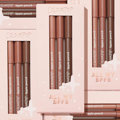 ColourPop All My BFFs Lippie Lip Pencil Kit - High-Pigment, Long-Lasting & Sharpenable Lip Liner with High-Impact Color - Includes Shades BFF, BFF 2 & 3 (3 Count)