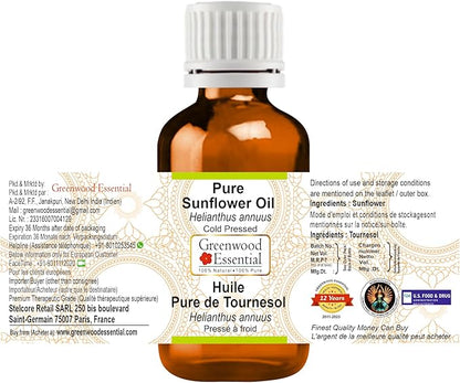 Greenwood Essential Pure Sunflower Oil (Helianthus annuus) Cold Pressed 5ml (0.16 oz)