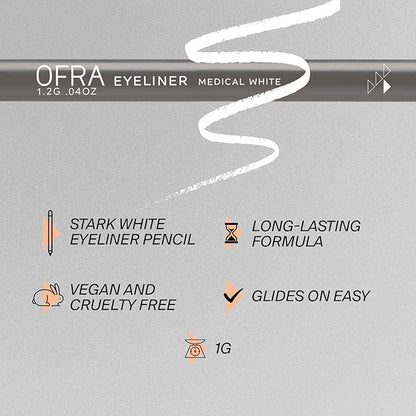 Ofra Eyeliner Pencil - Medical White | Precision White for Bold, Long-Lasting Looks | Waterproof and Smudge-Proof Formula | Easy Glide Application for Intense Definition and All-Day Wear