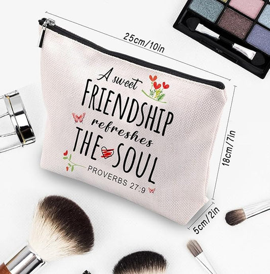 Christian Gifts for Women Friends Makeup Bag, Christian Secret Sister Birthday Gift for Best Friends, Friendship Gifts for women, Christian Gift Cosmetic Bag