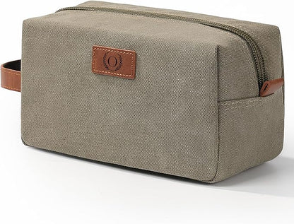 Janhavi Travel Essentials Toiletry Bag Waterproof,Canvas Initials & Wheat Ear, Groomsmen Gifts, Men's Accessories Organizer, Travel Bags for Men, boyfriends Gift Box for Men (Olive Green O)