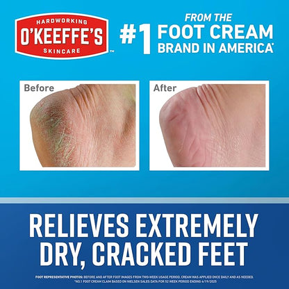 O'Keeffe's for Healthy Feet Foot Cream - 3.2 oz Jar (12 Pack) - Guaranteed Relief for Extremely Cracked, Dry Feet, Repairing Skincare, Instantly Boosts and Retains Moisture Levels