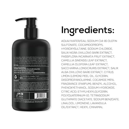 MARLOWE. No. 103 Body Wash 15 oz Pump, Cedarwood + Sea Salt, Energizing & Refreshing Shower Gel, Willow Bark & Green Tea Extracts, Cleanses, Moisturizes, Smooths & Nourishes, Fresh & Zesty Scent