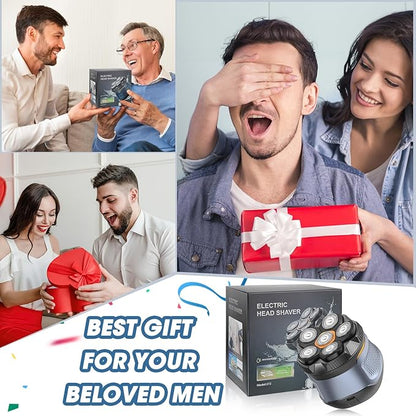 6D Electric Head Shaver for Men, Magnetic Wet & Dry Razor Electric Razor Hair Trimmer, IPX6 Waterproof, LED Display, Rechargeable Cordless Grooming Kit