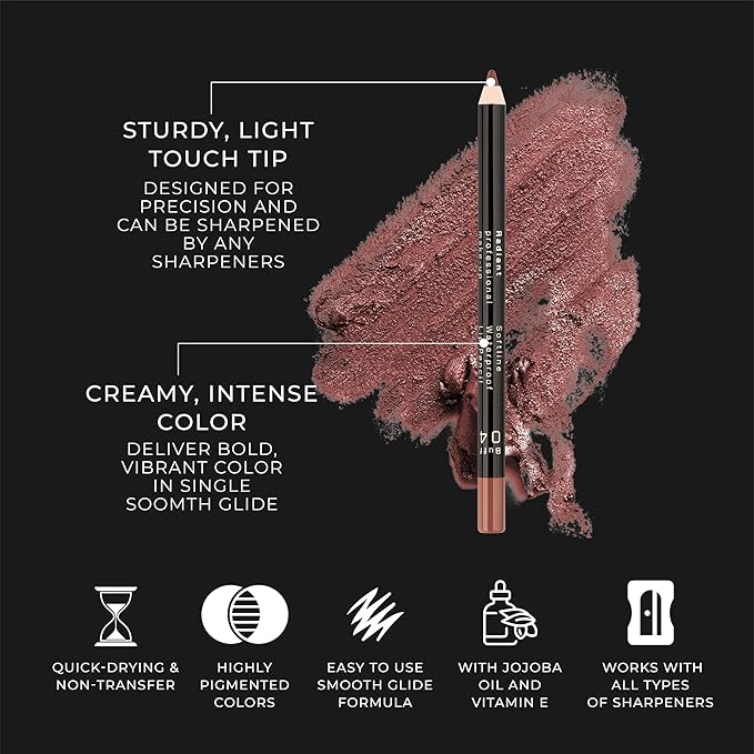Radiant Professional Waterproof Lip Liner Pencil - Long Lasting Lip Liner for Defined Lips - Soft & Creamy Lipliner with Vitamin E - 1.20 g, (02 HAZELNUT)