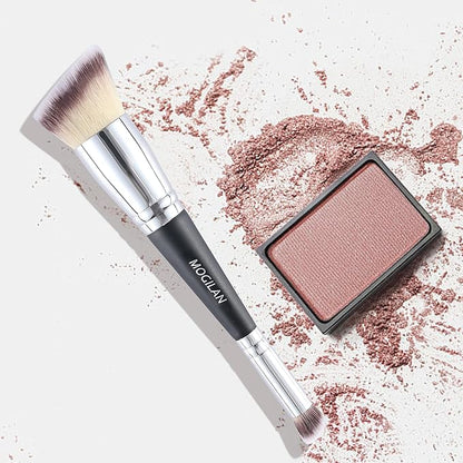 Professional Dual-Ended Makeup Brush - Buff, Blend & Perfect Foundation, Concealer, and Cream Products for Seamless Makeup Application Vegan Face Brush, Black
