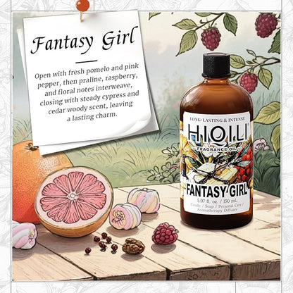 HIQILI Fantasy Girl Fragrance Oil for Candle, Perfume Making, Praline & Pomelo Scents, Long Lasting, Skin & Hair Care Products, Gifts - 5.07 Fl Oz