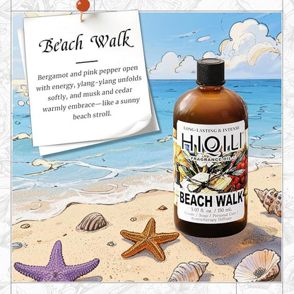 HIQILI Beach Walk Fragrance Oil for Diffuser & Humidifier, Candle & Soap Making, Luxury Hotel Scents, Perfect as a Gift - 5.07 Fl Oz