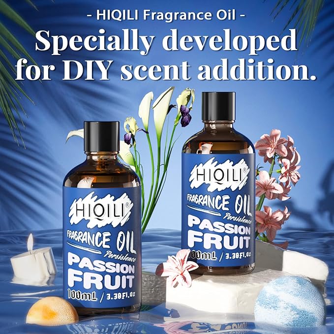 HIQILI Passion Fruit Fragrance Oil for DIY Candle, Soap, Perfume Making, Essential Oil Diffuser Use, Long Lasting Fresh & Exotic Scents - 3.38 Fl Oz