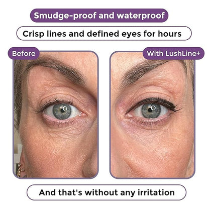 Rumi Cosmetiques LushLine+ Waterproof Eyeliner Pencil For Older Women - Smudge Proof, Long-Lasting, Non Toxic, Soft Glide - Safe For Sensitive Eyes (Dark Brown)