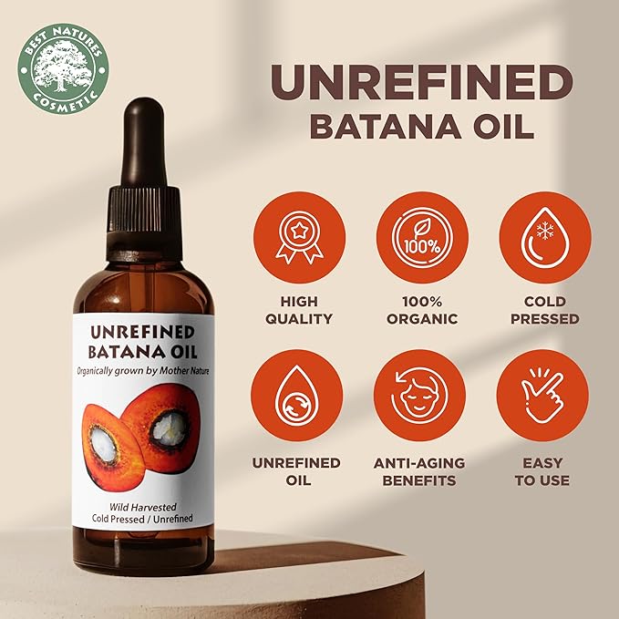 Best Natures Batana Oil for Hair Growth and Repair: Raw Batana Oil from Honduras - 100% Pure & Natural - For Thicker & Stronger Hair. Recognized by Dr. Sebi (1 fl oz)