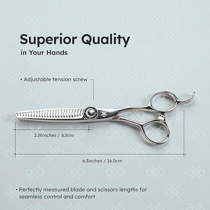 K9 6" 3-in-1 Professional Thinning Shears – Adjustable Thinning Rate (15%, 25%, 35%), Barber Shears Made with Premium VG10 Steel, Lightweight, Razor-Sharp, Ergonomic Handle for Hairstylists