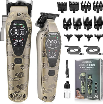 Karrte Professional Hair Clippers and Trimmer Set, 2 in 1 Hair Clippers for Men, Pro Clipper, T-Shaper Trimmer, Cordless Clippers and Grooming Set, Hair Cutting Kit for Gift