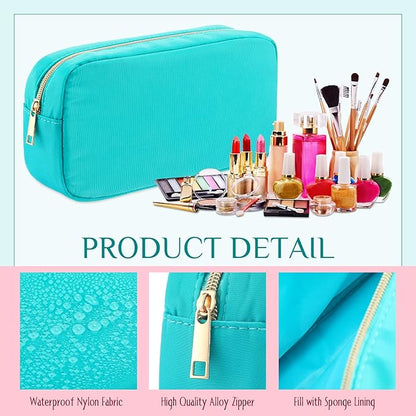 Remerry 6 Pcs Nylon Cosmetic Bag Travel Make up Pouch Toiletry with Zipper Preppy Makeup Bag Waterproof Organizer Case Set for Women Girls(9.45 x 2.4 x 5.1 Inch,Multi Colors)