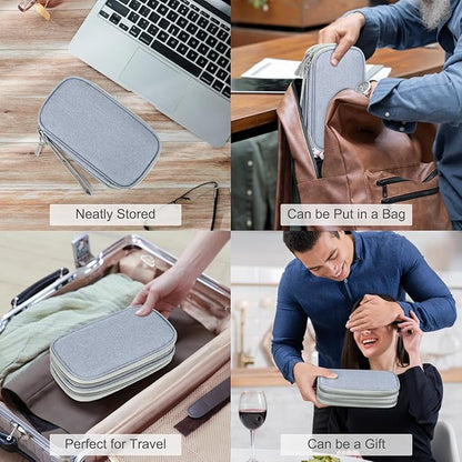 FYY Electronic Organizer, Travel Cable Organizer Bag Pouch Electronic Accessories Carry Case Portable Waterproof Double Layers All-in-One Storage Bag for Cable, Charger, Phone, Earphone Light Grey