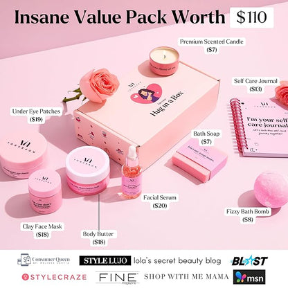 Spa Gifts for Women- Premium Self Care Spa Kit With Bath, Skin Care Sets & Self Care Items For Women - Ultimate Pampering Skin Care Set - Birthday Gifts - Spa Gift Baskets (Pack of 8)