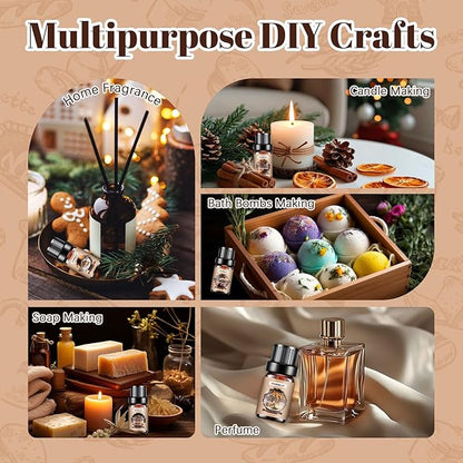 Bakery Essential Oils Set，Premium Fragrance Oil for Diffusers, Scented Oils for Soap & Candle Making, Pumpkin Pie, Apple Pie, S'Mores, Red Velvet Cake, Strawberry Shortcake,Glazed Donut