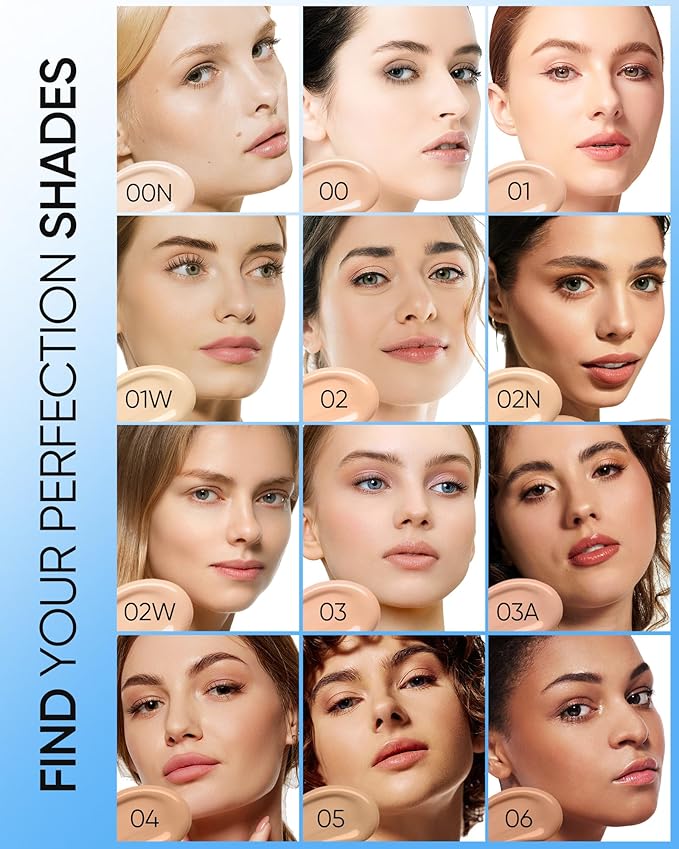 Velvet Matte Cushion Foundation Blue Ultra Cover Powder Foundation, 12h Oil-Control, Lightweight, Long-Lasting, Waterproof Korean Cushion Makeup(#03 Petal)