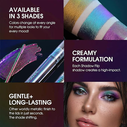 Jolilab Metallic Liquid Chameleon Eyeshadow, Multi-Dimensional Eye Looks, Long-lasting Holographic Glitter Multichrome Eyeshadows Makeup (#Ember+#GX002)