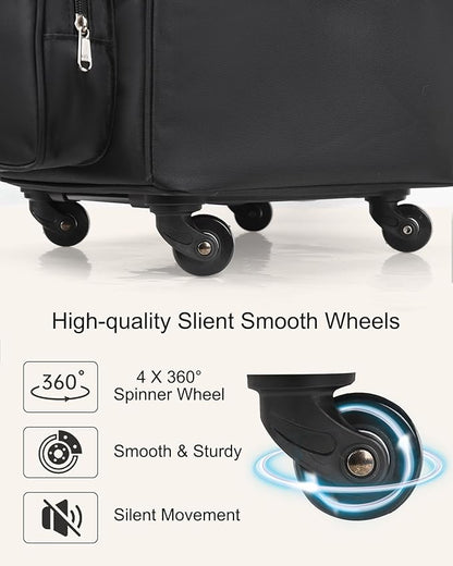 Relavel Rolling Makeup Train Case with 6 Pcs Clear Makeup Bags, Hairstylist Traveling Bag with 4 Wheels, Heat Insulation Full Layer, Adjustable Dividers, Hair Tools and Cosmetics Storage Organizer